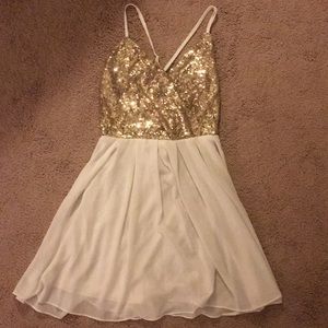 Gold and white formal dress